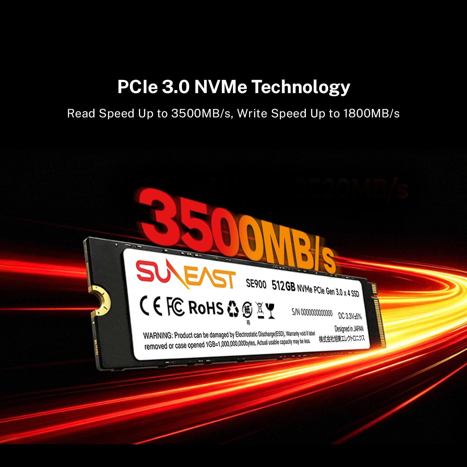 Amazon | SUNEAST 512GB NVMe SSD PCIe Gen 3.0 ×4 M.2 Type 2280 内蔵